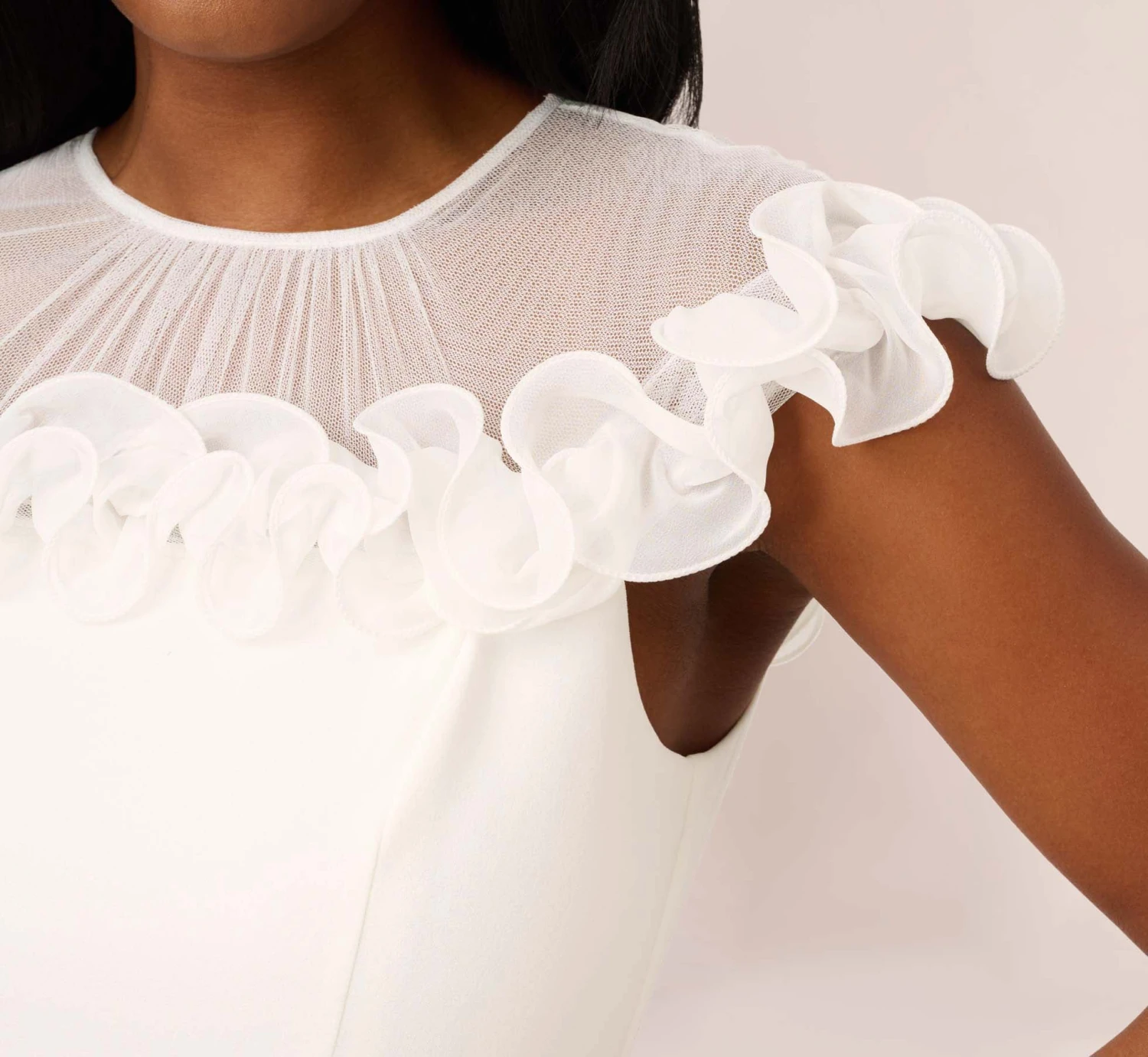 Adrianna Papell Stretch Knit Crepe Sheath Dress With Rosettes In Ivory 3 Adrianna Papell Stretch Knit Crepe Sheath Dress With Rosettes In Ivory - Image 3