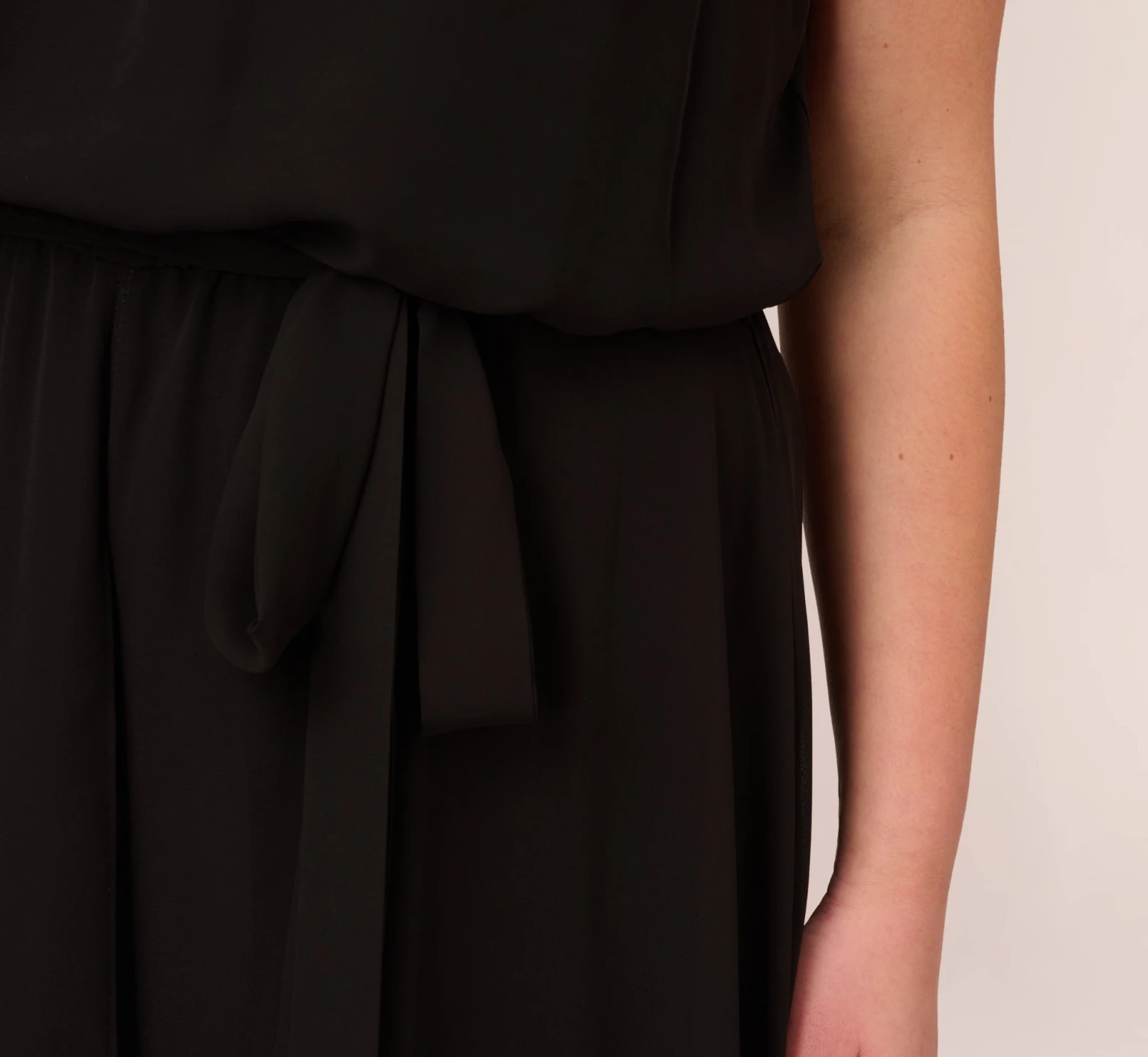 Adrianna Papell Plus Size Halter Jumpsuit With Chiffon Overlay Skirt In Black 3 Adrianna Papell Plus Size Halter Jumpsuit With Chiffon Overlay Skirt In Black - Image 3