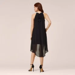 Adrianna Papell Chiffon And Stretch Jersey Short Pull On Dress With Ruffle In Black 10 Adrianna Papell Chiffon And Stretch Jersey Short Pull On Dress With Ruffle In Black -Glam Mirth Sales AP1D104984 AA002 Regular Back