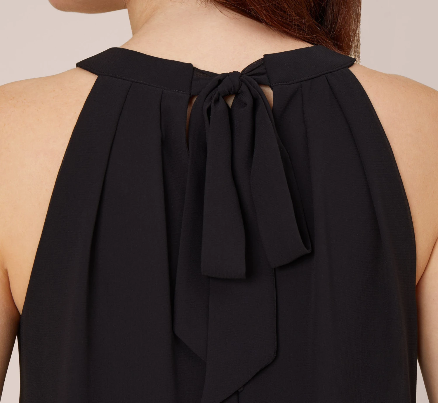 Adrianna Papell Chiffon And Stretch Jersey Short Pull On Dress With Ruffle In Black 5 Adrianna Papell Chiffon And Stretch Jersey Short Pull On Dress With Ruffle In Black - Image 5