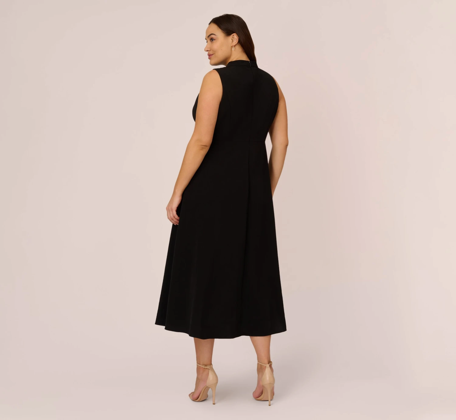Adrianna Papell Plus Size Colorblock Matte Crepe Cropped Jumpsuit With Skirt Overlay In Black Ivory 4 Adrianna Papell Plus Size Colorblock Matte Crepe Cropped Jumpsuit With Skirt Overlay In Black Ivory - Image 4