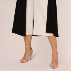 Adrianna Papell Plus Size Colorblock Matte Crepe Cropped Jumpsuit With Skirt Overlay In Black Ivory 10 Adrianna Papell Plus Size Colorblock Matte Crepe Cropped Jumpsuit With Skirt Overlay In Black Ivory -Glam Mirth Sales AP1D104987 AA019 Plus Lifestyle