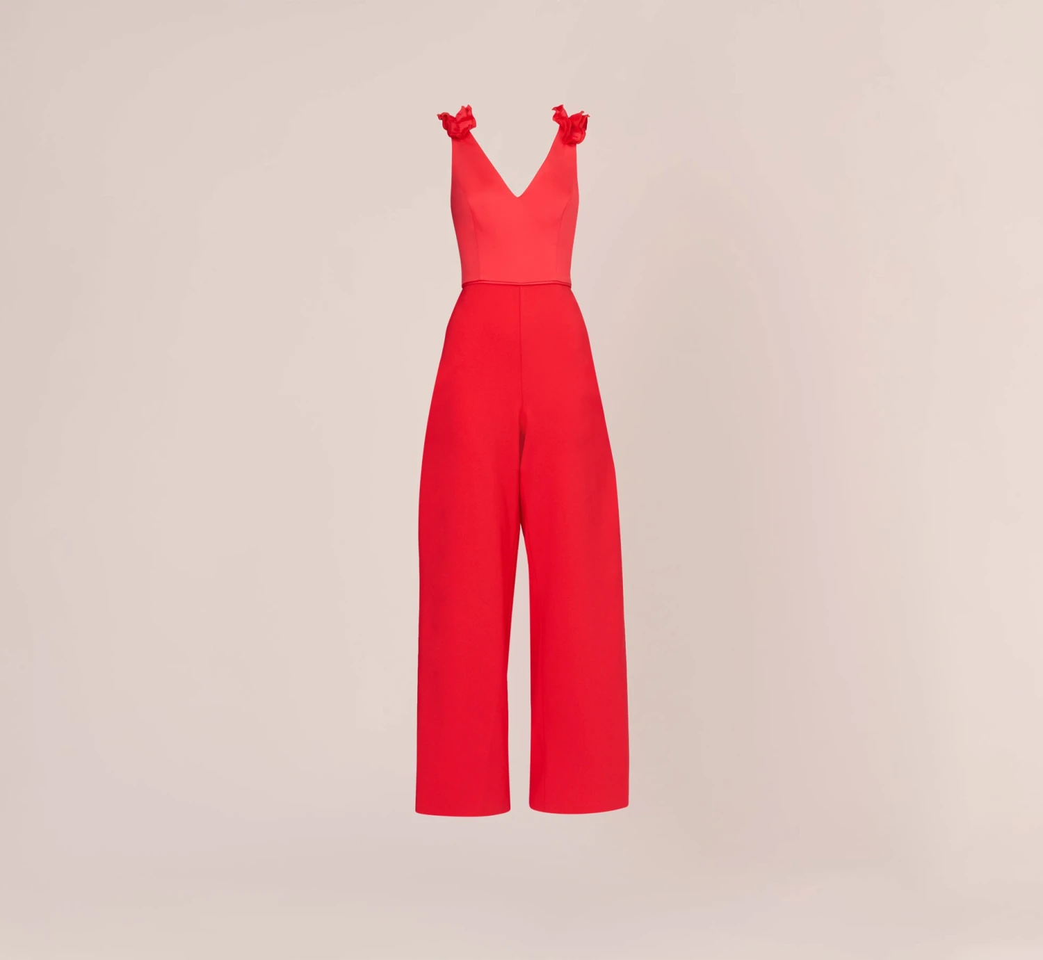 Adrianna Papell Satin Crepe Jumpsuit With Ruffled Shoulders In Calypso Coral 7 Adrianna Papell Satin Crepe Jumpsuit With Ruffled Shoulders In Calypso Coral - Image 7