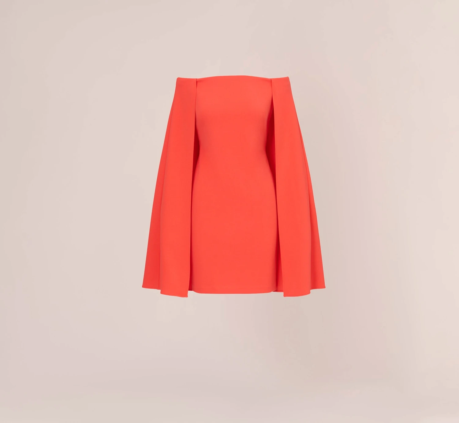 Adrianna Papell Off The Shoulder Cape Dress In Calypso Coral 6 Adrianna Papell Off The Shoulder Cape Dress In Calypso Coral - Image 6