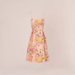 Adrianna Papell Floral Jacquard Dress With Pleated Details In Rose Multi 15 Adrianna Papell Floral Jacquard Dress With Pleated Details In Rose Multi -Glam Mirth Sales AP1D105001 AE590 Regular Flat