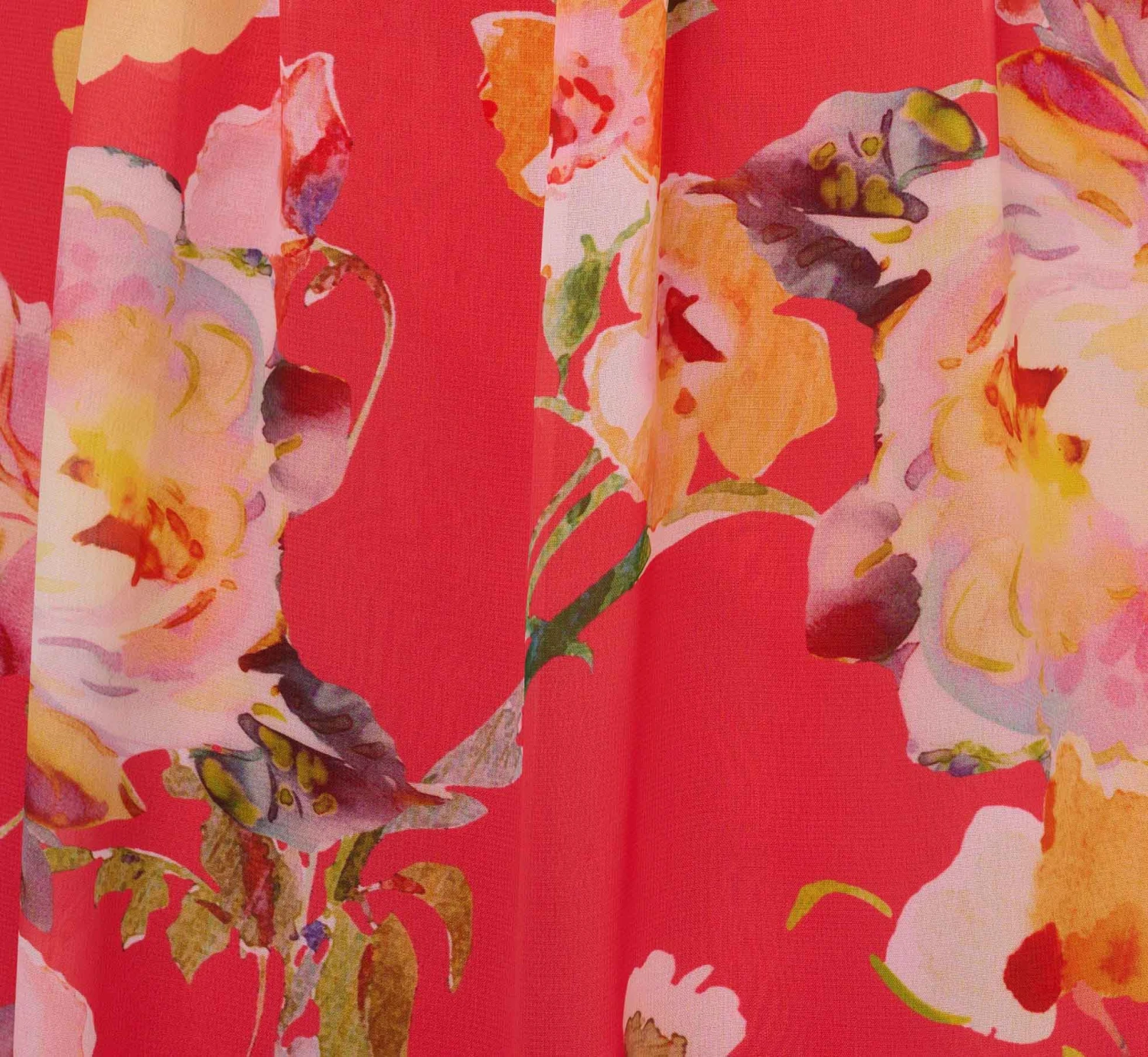 Adrianna Papell Floral Print Midi Dress With Twist Neckline In Coral Multi 4 Adrianna Papell Floral Print Midi Dress With Twist Neckline In Coral Multi - Image 4