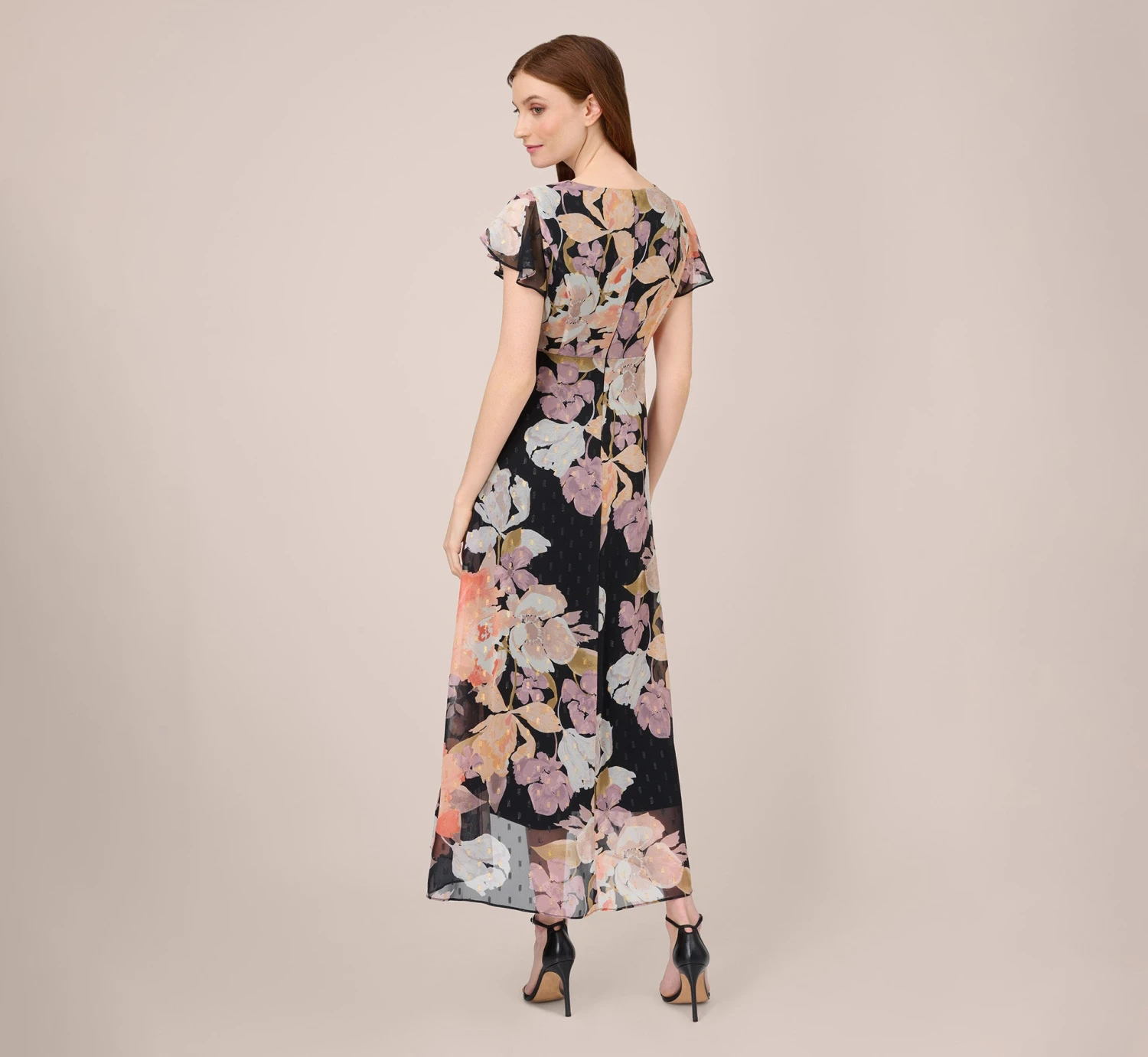 Adrianna Papell Floral-Print Chiffon And Jersey Cropped Jumpsuit In Black Multi 3 Adrianna Papell Floral-Print Chiffon And Jersey Cropped Jumpsuit In Black Multi - Image 3