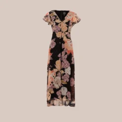 Adrianna Papell Floral-Print Chiffon And Jersey Cropped Jumpsuit In Black Multi 9 Adrianna Papell Floral-Print Chiffon And Jersey Cropped Jumpsuit In Black Multi -Glam Mirth Sales AP1D105012 AF980 Regular Flat