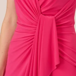 Adrianna Papell Jersey Sheath Dress With Draped Details In Cabaret Pink -Glam Mirth Sales AP1D105022 AN672 Regular Lifestyle