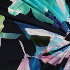 Adrianna Papell Floral Knotted Sheath Dress With Elbow-Length Sleeves In Dark Navy Multi 10 Adrianna Papell Floral Knotted Sheath Dress With Elbow-Length Sleeves In Dark Navy Multi -Glam Mirth Sales AP1D105033 BF410 Regular Alternate