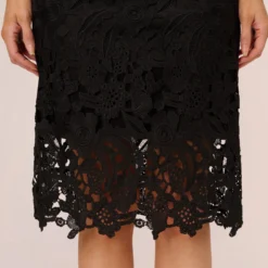 Adrianna Papell One Shoulder Lace Sheath Dress With Bow Accent In Black 11 Adrianna Papell One Shoulder Lace Sheath Dress With Bow Accent In Black -Glam Mirth Sales AP1D105035 AA002 Regular Lifestyle