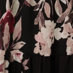 Adrianna Papell Floral Chiffon Dress With Three Quarter Length Sleeves In Black Multi 14 Adrianna Papell Floral Chiffon Dress With Three Quarter Length Sleeves In Black Multi -Glam Mirth Sales AP1D105038 AA963 Regular Alternate