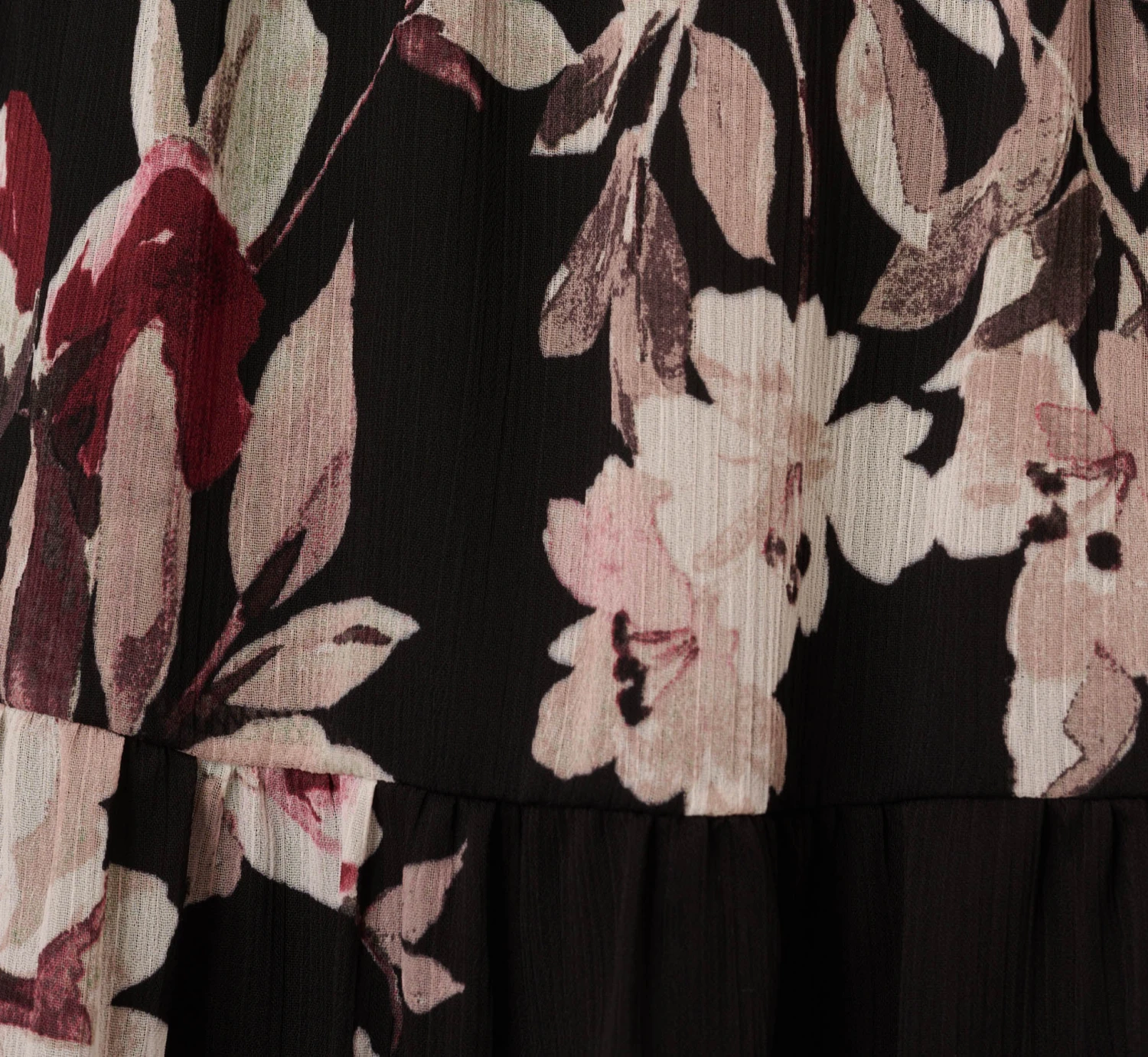 Adrianna Papell Floral Chiffon Dress With Three Quarter Length Sleeves In Black Multi 7 Adrianna Papell Floral Chiffon Dress With Three Quarter Length Sleeves In Black Multi - Image 7