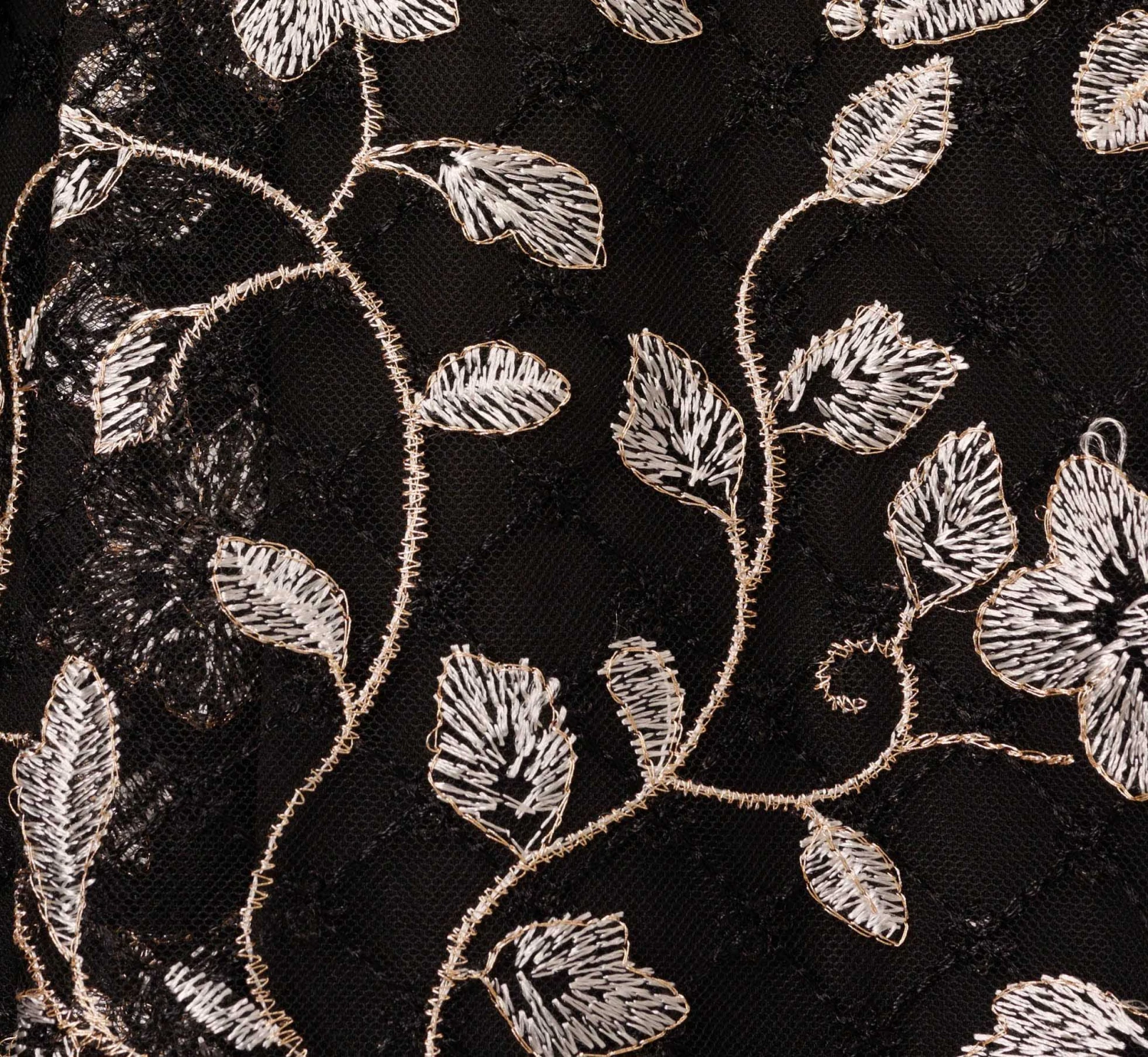 Adrianna Papell Floral Embroidered Midi Dress With Sheer Cap Sleeves In Black Ivory 6 Adrianna Papell Floral Embroidered Midi Dress With Sheer Cap Sleeves In Black Ivory - Image 6