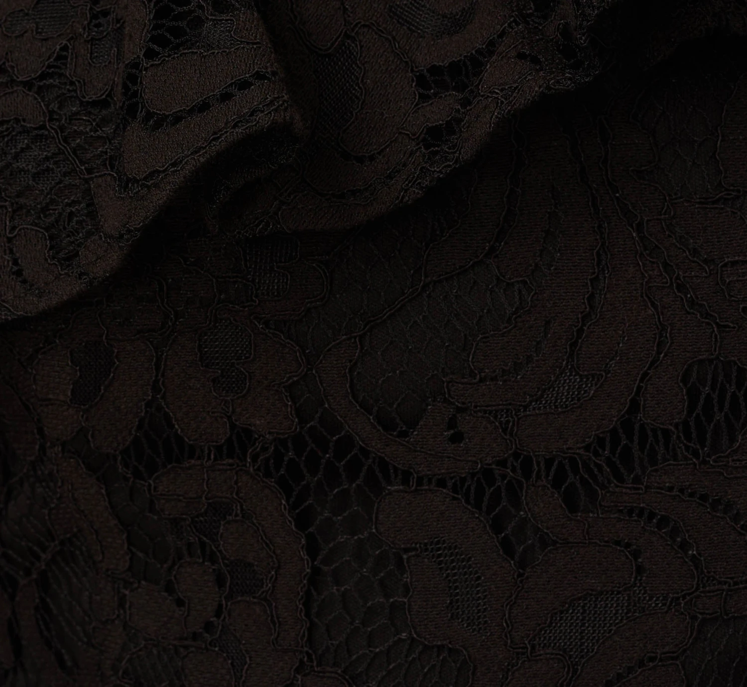 Adrianna Papell One Shoulder Crepe Jumpsuit With Lace Ruffle Details In Black 6 Adrianna Papell One Shoulder Crepe Jumpsuit With Lace Ruffle Details In Black - Image 6