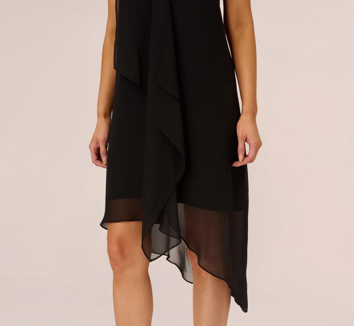 Adrianna Papell Sleeveless Chiffon Dress With Cascading Details In Black 5 Adrianna Papell Sleeveless Chiffon Dress With Cascading Details In Black - Image 5