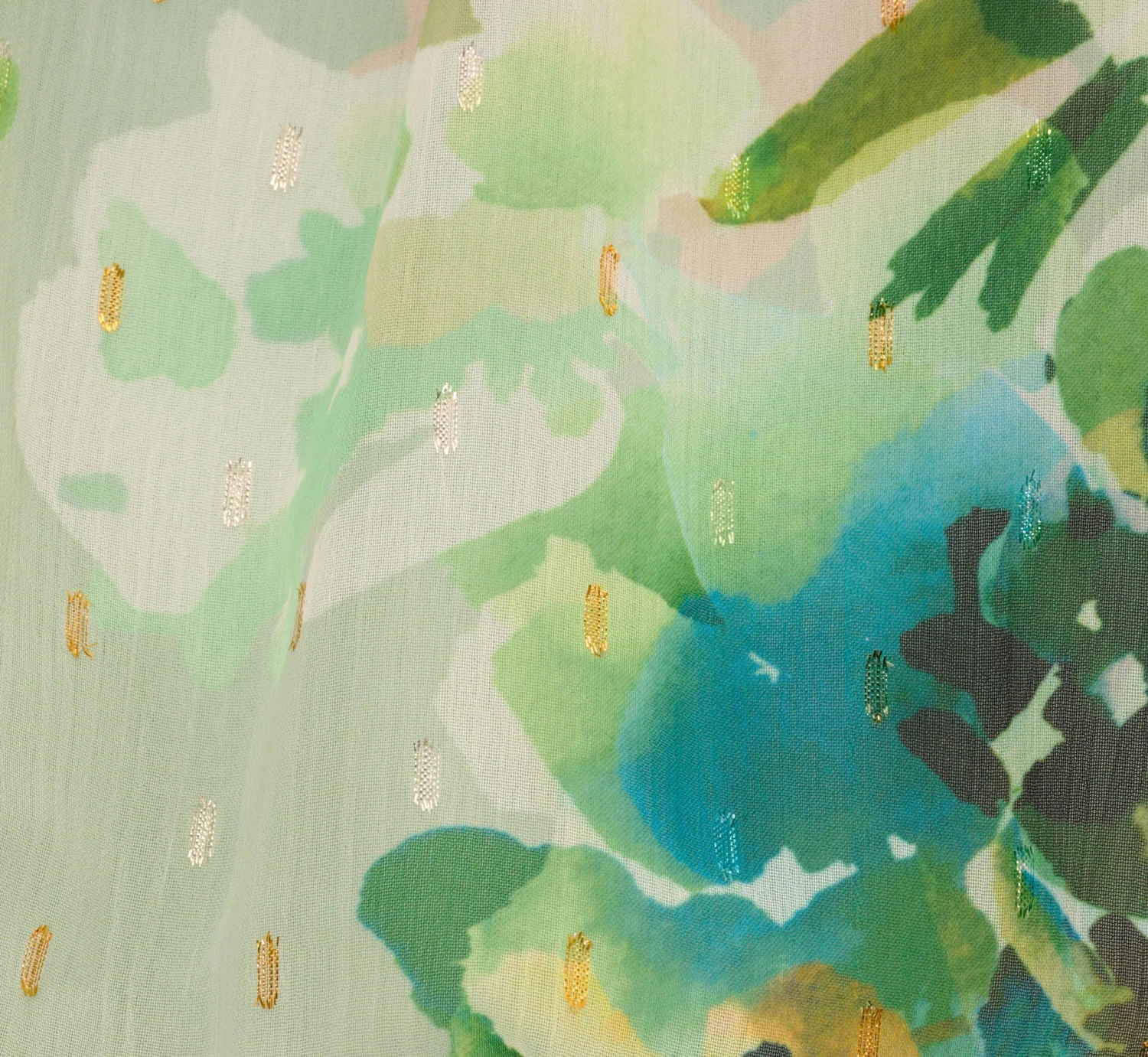 Adrianna Papell Floral Print Chiffon Halter Dress With Mock Neckline In Green Multi 4 Adrianna Papell Floral Print Chiffon Halter Dress With Mock Neckline In Green Multi - Image 4