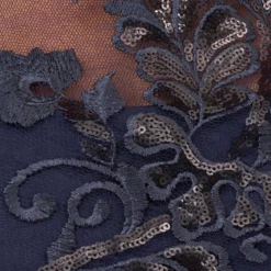 Adrianna Papell Sequin Floral Short Sleeve Dress With Popover In Navy -Glam Mirth Sales AP1D105080 AA412 Regular Alternate