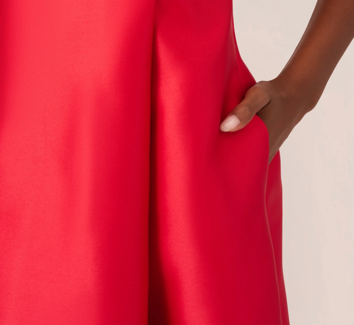 Adrianna Papell Halter Mikado Dress With Ruffle Trim In Red 5 Adrianna Papell Halter Mikado Dress With Ruffle Trim In Red - Image 5