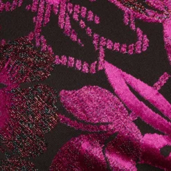 Adrianna Papell Metallic Burnout Velvet Dress With Shirred Details In Black Violet 13 Adrianna Papell Metallic Burnout Velvet Dress With Shirred Details In Black Violet -Glam Mirth Sales AP1D105146 AD505 Regular Alternate