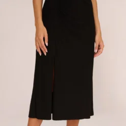Adrianna Papell Jersey Midi Dress With Cap Sleeves In Black 10 Adrianna Papell Jersey Midi Dress With Cap Sleeves In Black -Glam Mirth Sales AP1D105151 AA002 Regular Lifestyle