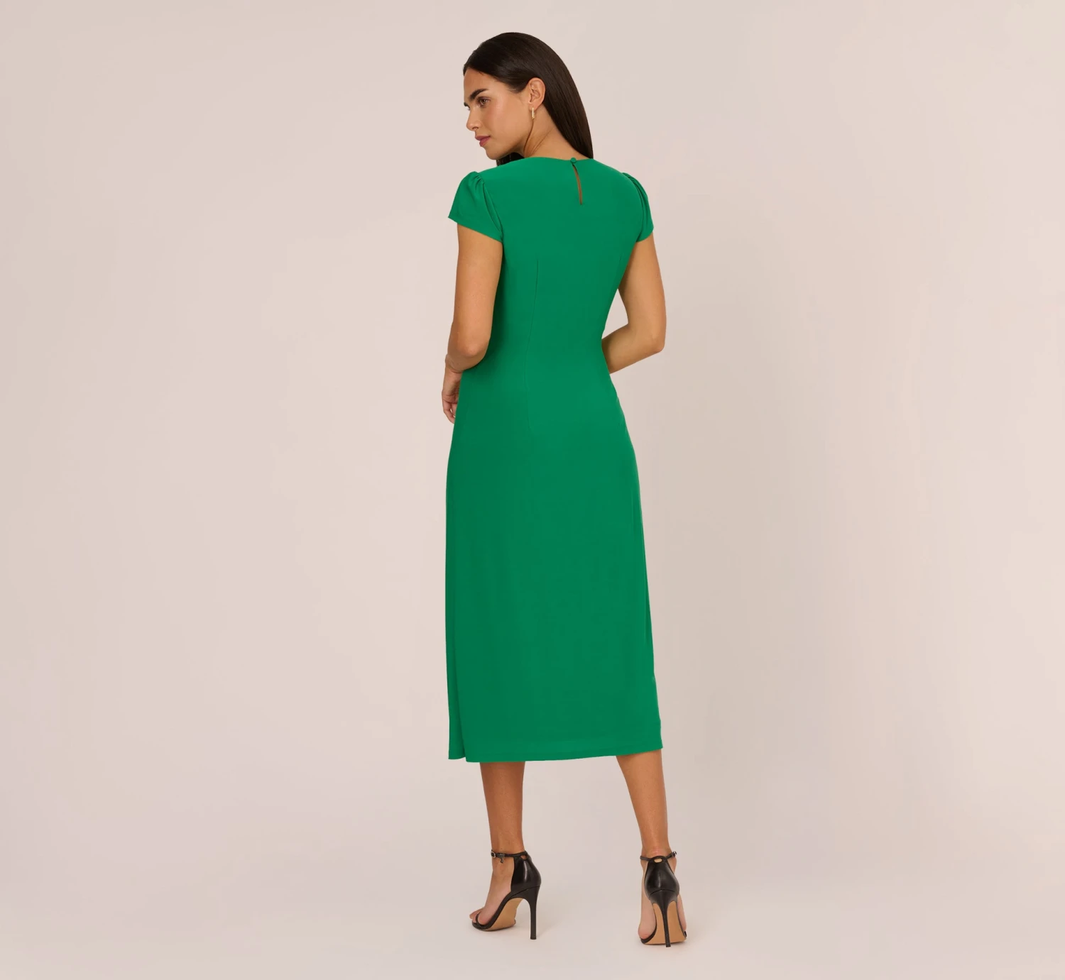 Adrianna Papell Jersey Midi Dress With Cap Sleeves In Vivid Green 4 Adrianna Papell Jersey Midi Dress With Cap Sleeves In Vivid Green - Image 4