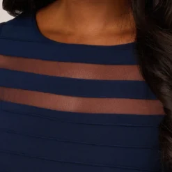 Adrianna Papell Pintuck Dress With Ruffle Short Sleeves In Midnight 9 Adrianna Papell Pintuck Dress With Ruffle Short Sleeves In Midnight -Glam Mirth Sales AP1D105193 AB411 Regular Detail