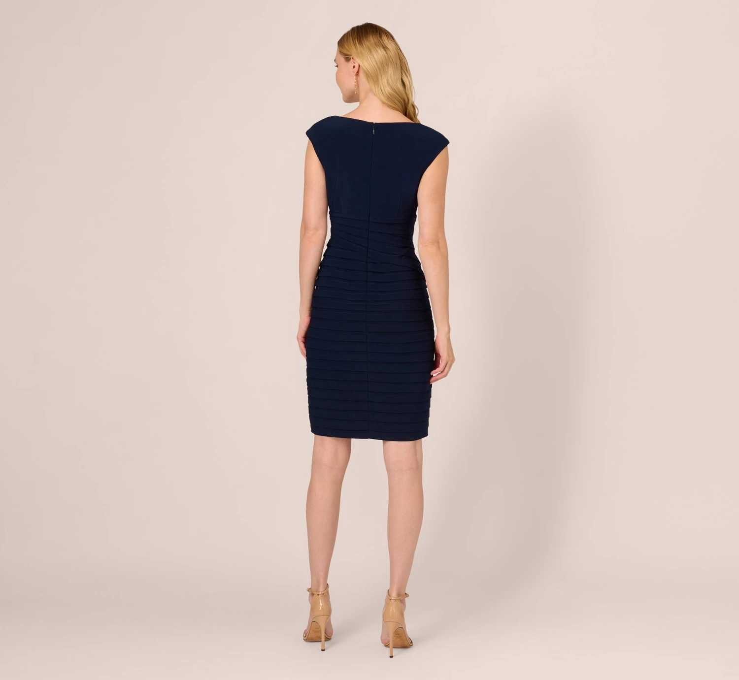 Adrianna Papell Cowl Neck Jersey Dress With Banded Skirt In Midnight 4 Adrianna Papell Cowl Neck Jersey Dress With Banded Skirt In Midnight - Image 4