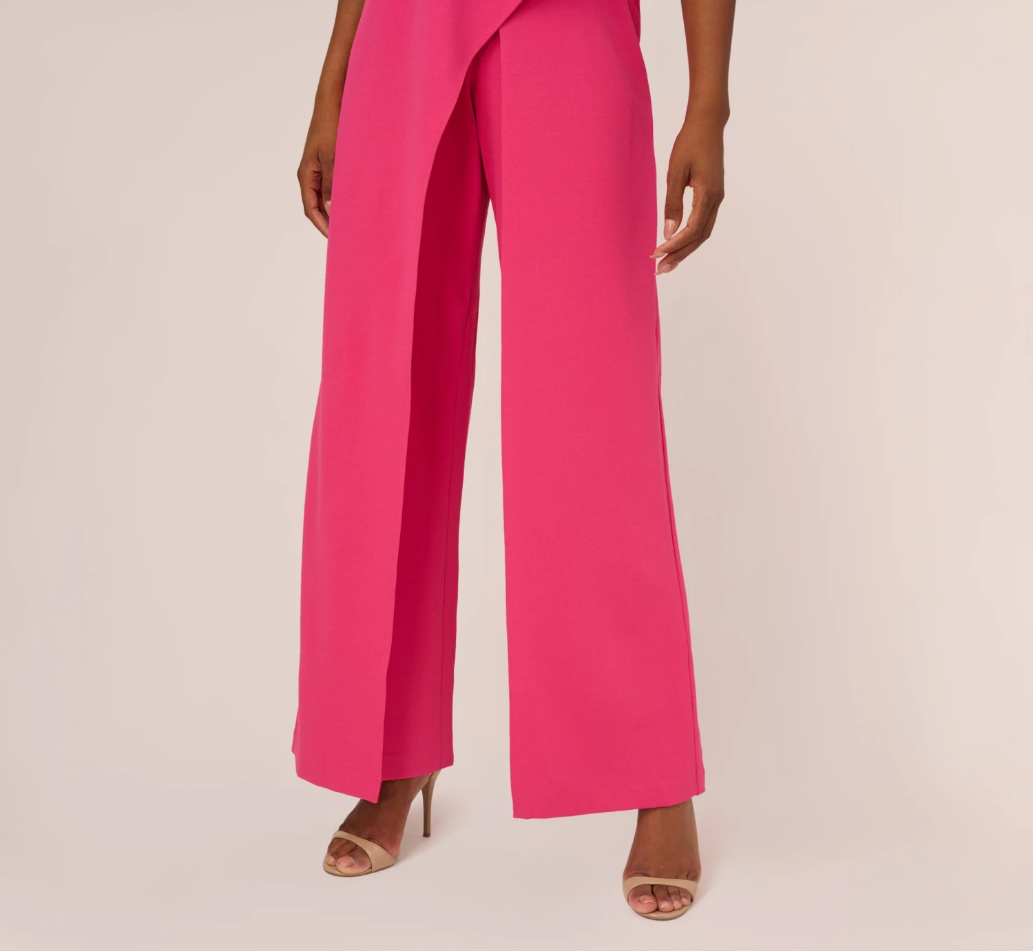 Adrianna Papell Flutter One Shoulder Jumpsuit In Watermelon Bliss 5 Adrianna Papell Flutter One Shoulder Jumpsuit In Watermelon Bliss - Image 5