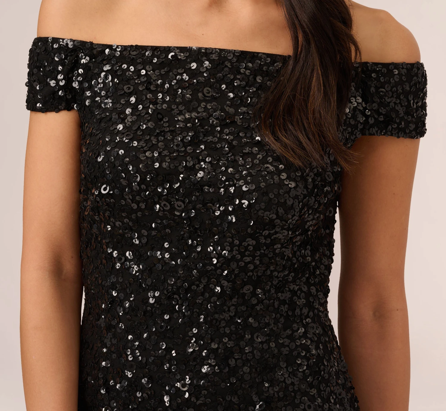Adrianna Papell Off The Shoulder Sequin Beaded Gown In Black 3 Adrianna Papell Off The Shoulder Sequin Beaded Gown In Black - Image 3