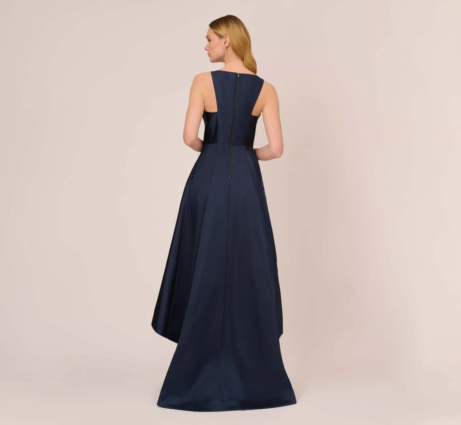 Adrianna Papell High Low Mikado Gown With Asymmetrical Detail In Midnight 4 Adrianna Papell High Low Mikado Gown With Asymmetrical Detail In Midnight - Image 4