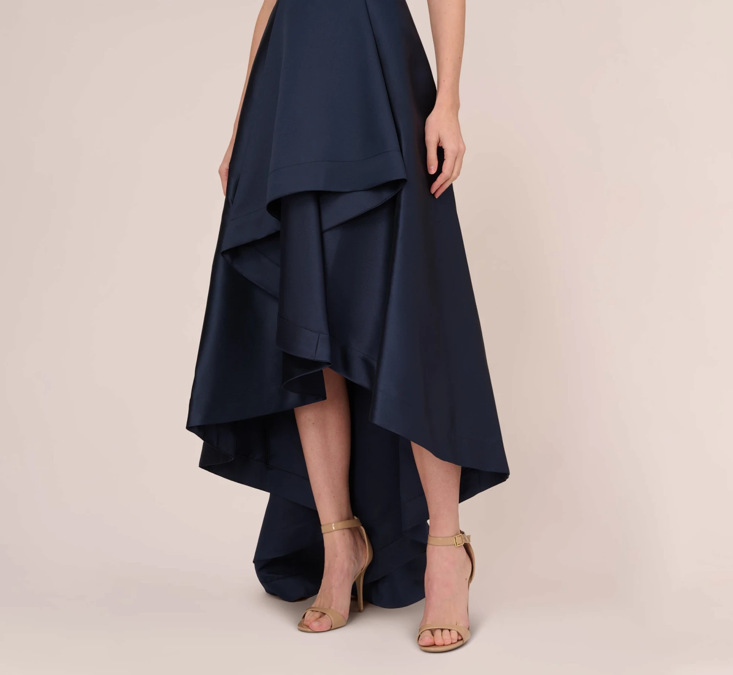 Adrianna Papell High Low Mikado Gown With Asymmetrical Detail In Midnight 3 Adrianna Papell High Low Mikado Gown With Asymmetrical Detail In Midnight - Image 3