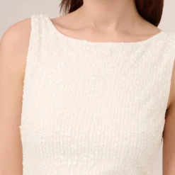 Adrianna Papell Sleeveless Beaded Cocktail Dress In Ivory 11 Adrianna Papell Sleeveless Beaded Cocktail Dress In Ivory -Glam Mirth Sales AP1E205327 AA194 Regular Detail