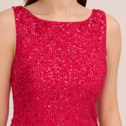 Adrianna Papell Sleeveless Beaded Cocktail Dress In Fiesta Pink 10 Adrianna Papell Sleeveless Beaded Cocktail Dress In Fiesta Pink -Glam Mirth Sales AP1E205327 AD660 Regular Detail