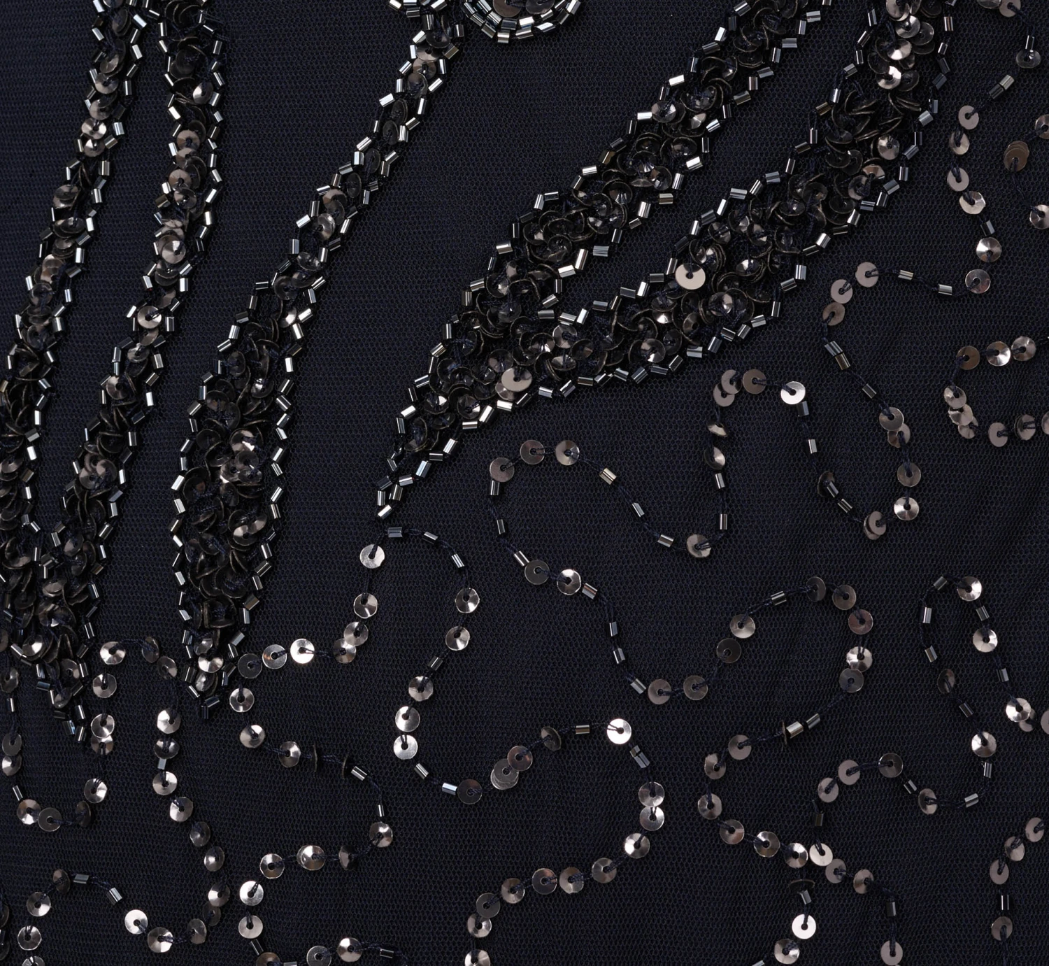 Adrianna Papell Plus Size Floral Beaded Dress With Sheer Long Sleeves In Midnight 6 Adrianna Papell Plus Size Floral Beaded Dress With Sheer Long Sleeves In Midnight - Image 6