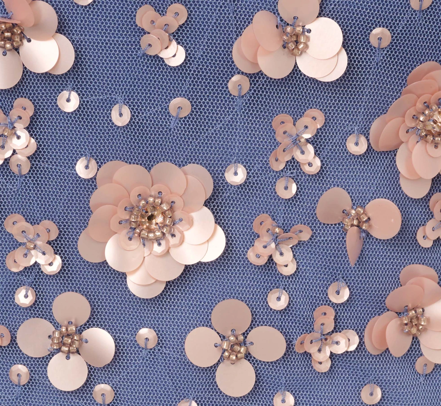 Adrianna Papell Off Shoulder Dress With Floral Embellishment In French Blue Coral 6 Adrianna Papell Off Shoulder Dress With Floral Embellishment In French Blue Coral - Image 6