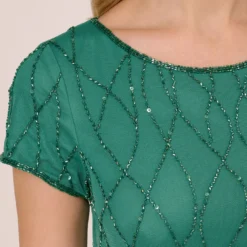 Adrianna Papell Hand-Beaded Long Dress In Jungle Green 10 Adrianna Papell Hand-Beaded Long Dress In Jungle Green -Glam Mirth Sales AP1E207607 AC304 Regular Lifestyle