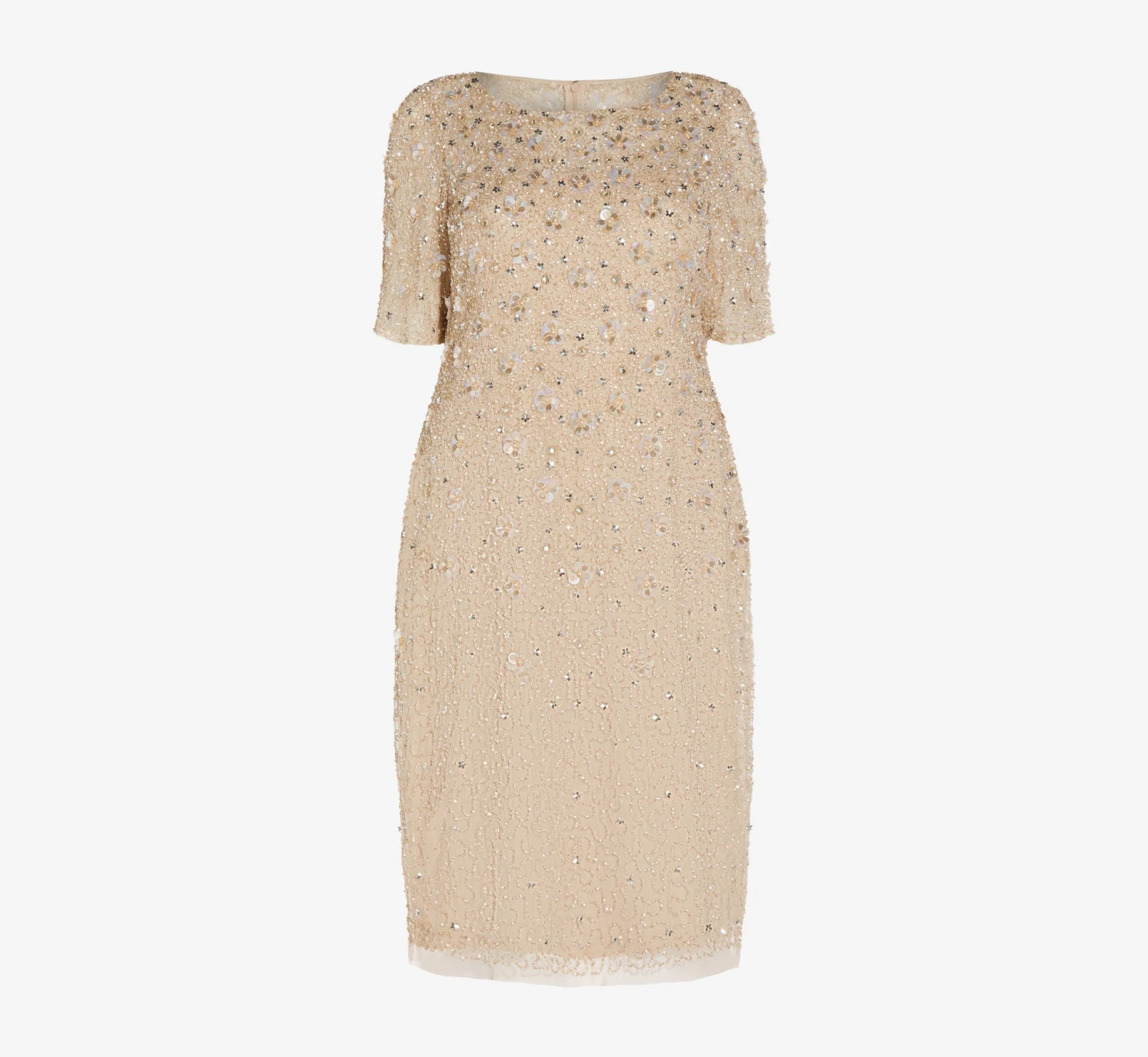 Adrianna Papell Plus Size Beaded Cocktail Dress In Biscotti 5 Adrianna Papell Plus Size Beaded Cocktail Dress In Biscotti - Image 5