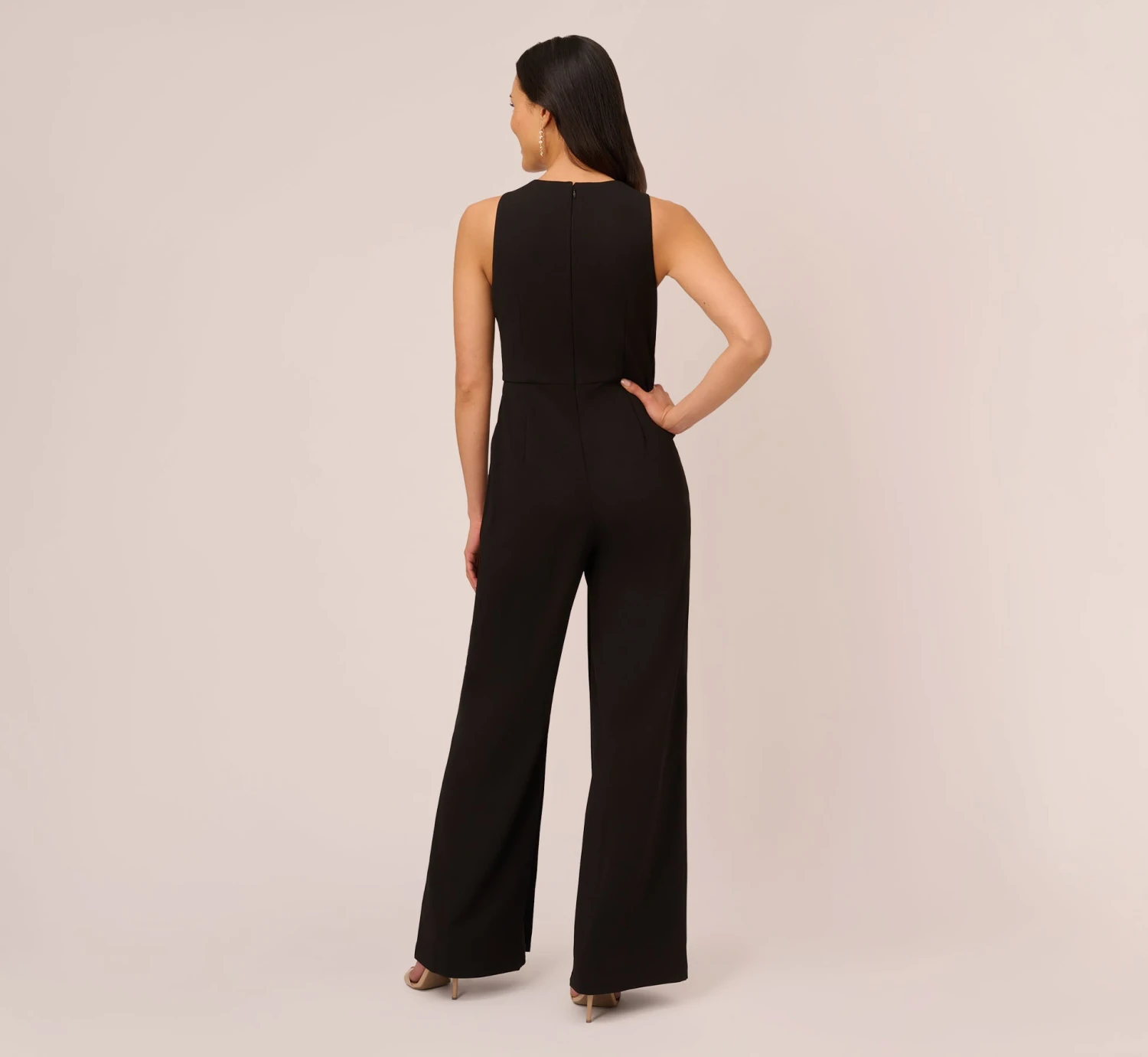 Adrianna Papell Sleeveless Asymmetrical Jumpsuit In Black 3 Adrianna Papell Sleeveless Asymmetrical Jumpsuit In Black - Image 3