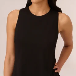 Adrianna Papell Sleeveless Asymmetrical Jumpsuit In Black 9 Adrianna Papell Sleeveless Asymmetrical Jumpsuit In Black -Glam Mirth Sales AP1E207760 AA002 Regular Detail