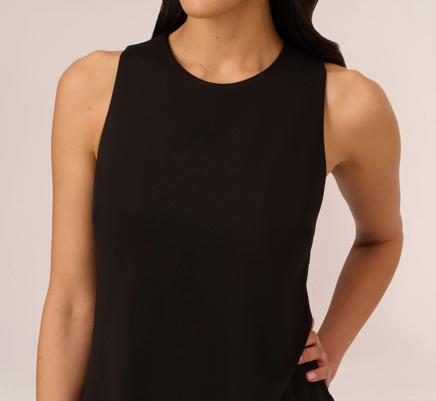 Adrianna Papell Sleeveless Asymmetrical Jumpsuit In Black 4 Adrianna Papell Sleeveless Asymmetrical Jumpsuit In Black - Image 4