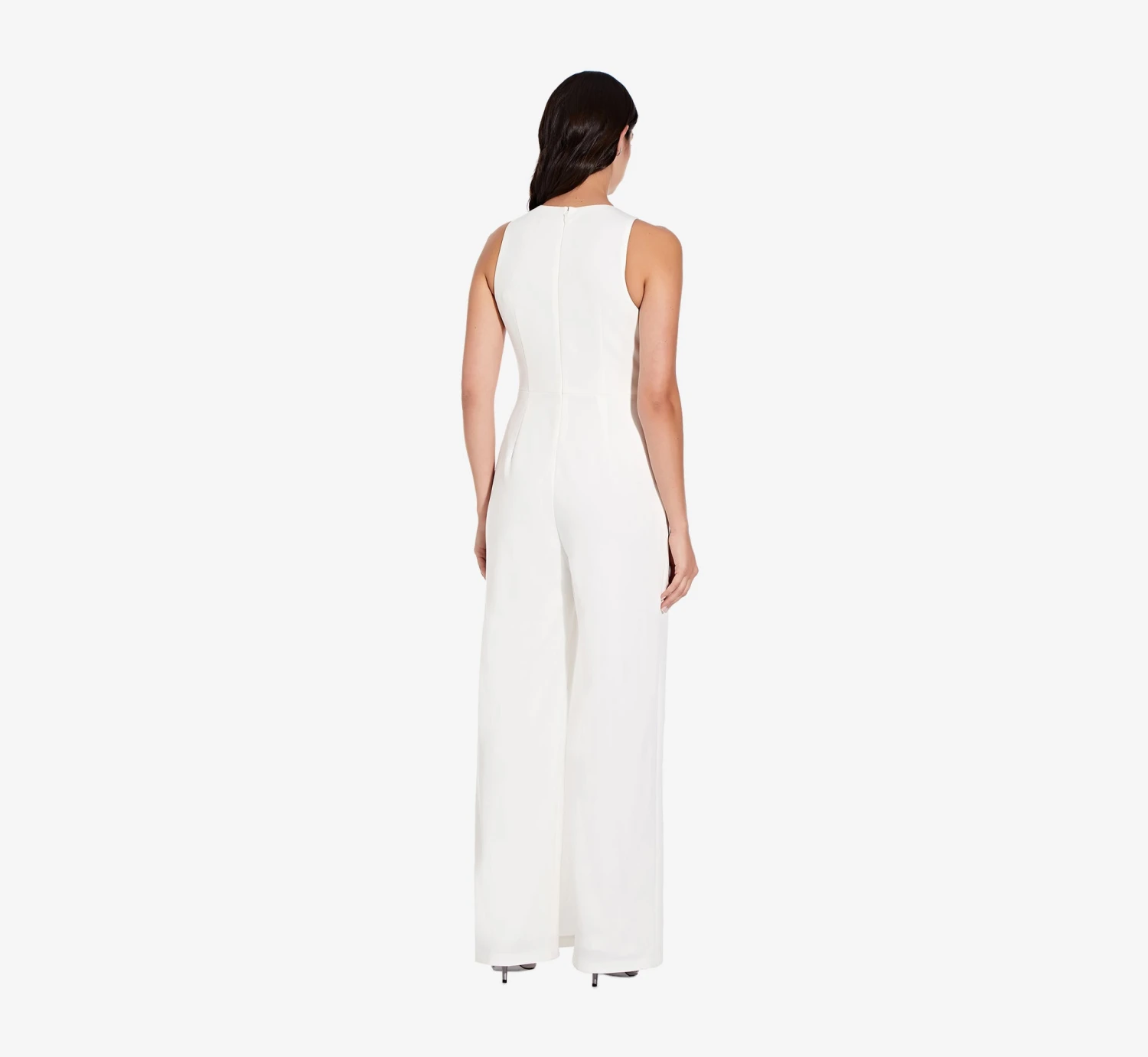Adrianna Papell Sleeveless Asymmetrical Jumpsuit In Ivory 2 Adrianna Papell Sleeveless Asymmetrical Jumpsuit In Ivory - Image 2
