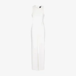Adrianna Papell Sleeveless Asymmetrical Jumpsuit In Ivory 8 Adrianna Papell Sleeveless Asymmetrical Jumpsuit In Ivory -Glam Mirth Sales AP1E207760 AB194 Regular Flat