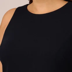 Adrianna Papell Plus Size Sleeveless Asymmetrical Jumpsuit In Midnight 8 Adrianna Papell Plus Size Sleeveless Asymmetrical Jumpsuit In Midnight -Glam Mirth Sales AP1E207760 AB411 Plus Detail