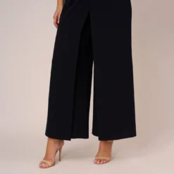 Adrianna Papell Plus Size Sleeveless Asymmetrical Jumpsuit In Midnight 9 Adrianna Papell Plus Size Sleeveless Asymmetrical Jumpsuit In Midnight -Glam Mirth Sales AP1E207760 AB411 Plus Lifestyle