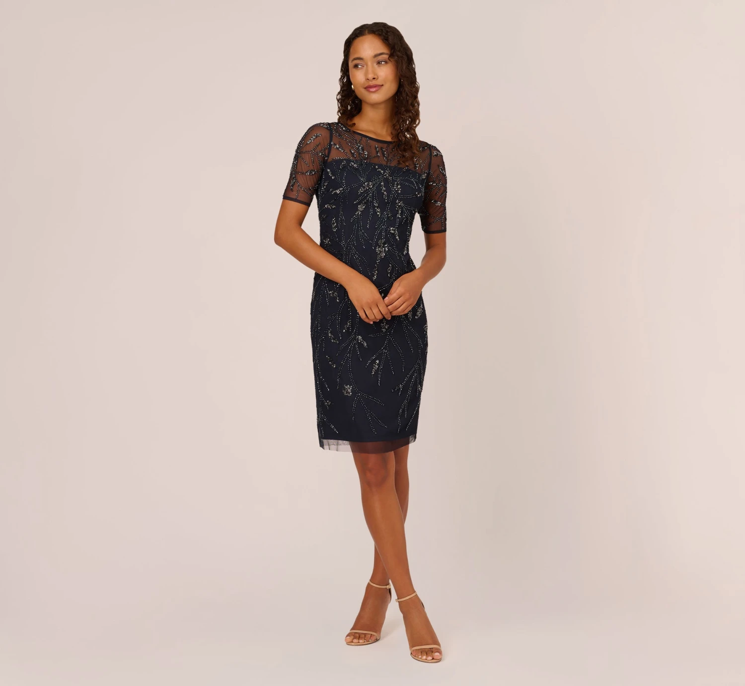 Adrianna Papell Hand-Beaded Cocktail Dress In Midnight 7 Adrianna Papell Hand-Beaded Cocktail Dress In Midnight - Image 7
