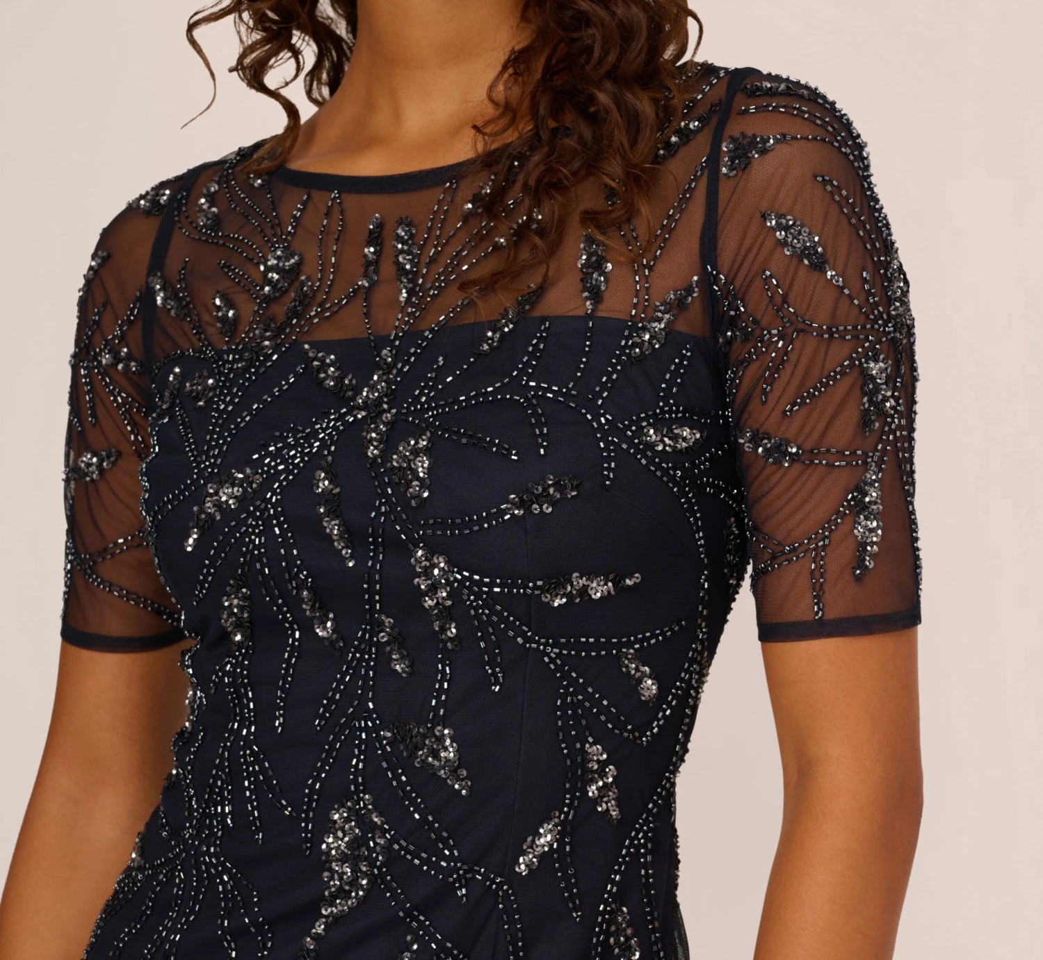 Adrianna Papell Hand-Beaded Cocktail Dress In Midnight 6 Adrianna Papell Hand-Beaded Cocktail Dress In Midnight - Image 6