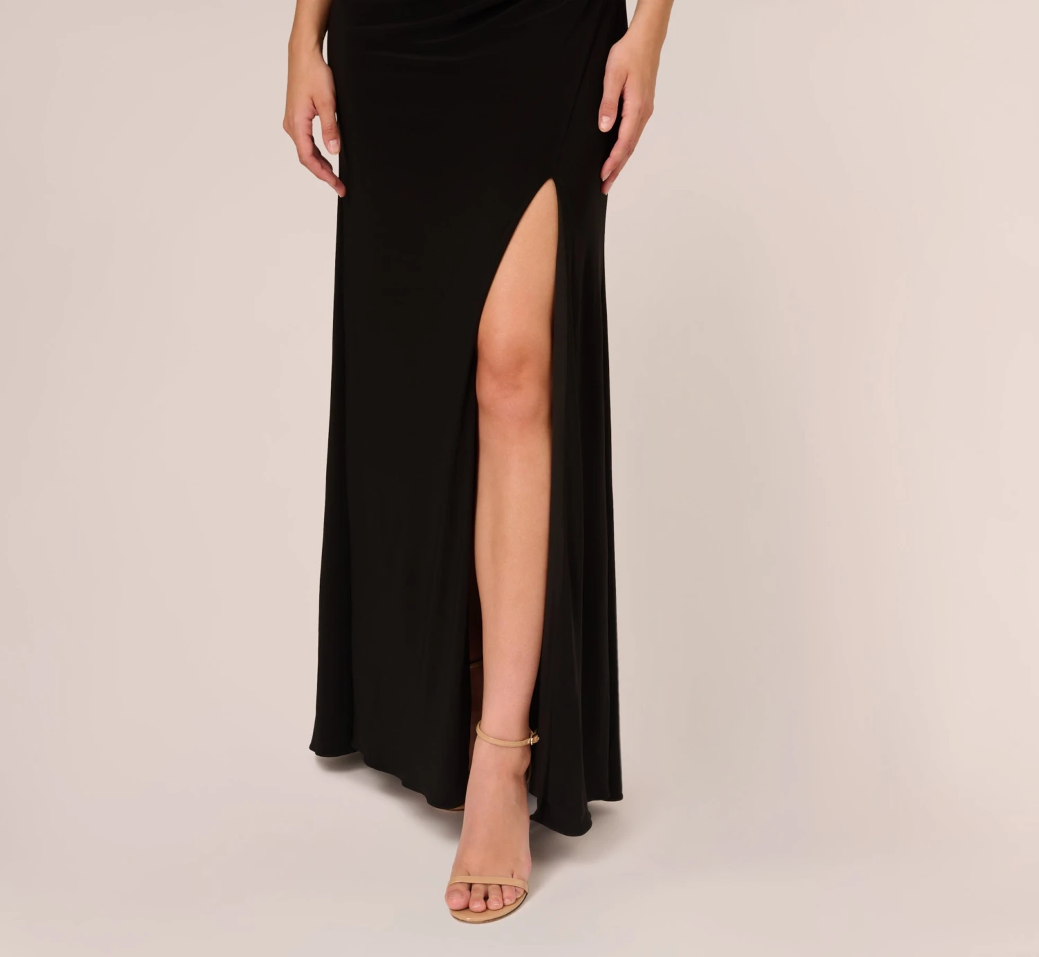 Adrianna Papell Hand-Sequined Ruched Long Jersey Gown In Black 5 Adrianna Papell Hand-Sequined Ruched Long Jersey Gown In Black - Image 5