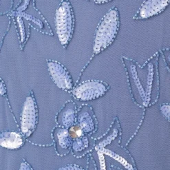 Adrianna Papell Plus Size Hand Beaded Short Sleeve Floral Godet Gown In French Blue 11 Adrianna Papell Plus Size Hand Beaded Short Sleeve Floral Godet Gown In French Blue -Glam Mirth Sales AP1E208349 AA544 Plus Lifestyle