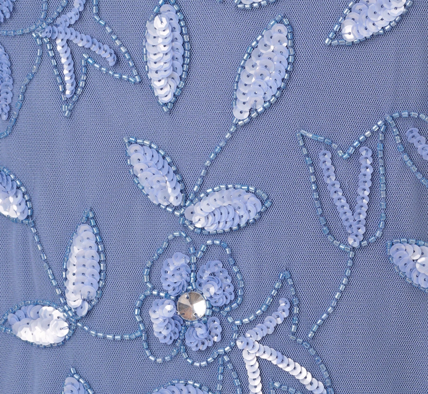 Adrianna Papell Plus Size Hand Beaded Short Sleeve Floral Godet Gown In French Blue 6 Adrianna Papell Plus Size Hand Beaded Short Sleeve Floral Godet Gown In French Blue - Image 6